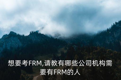 想要考FRM,請(qǐng)教有哪些公司機(jī)構(gòu)需要有FRM的人