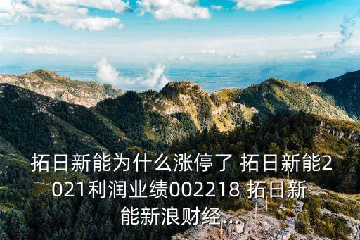  拓日新能為什么漲停了 拓日新能2021利潤業(yè)績002218 拓日新能新浪財經...