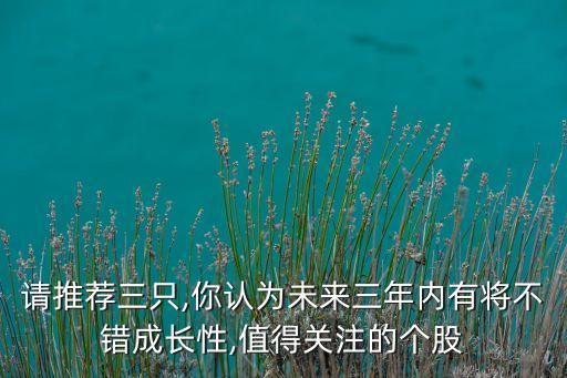 請(qǐng)推薦三只,你認(rèn)為未來(lái)三年內(nèi)有將不錯(cuò)成長(zhǎng)性,值得關(guān)注的個(gè)股