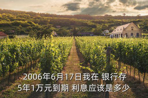  2006年6月17日我在 銀行存5年1萬元到期 利息應該是多少