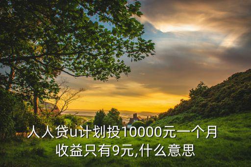 人人貸u計(jì)劃投10000元一個(gè)月 收益只有9元,什么意思