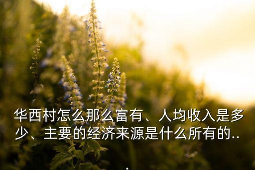  華西村怎么那么富有、人均收入是多少、主要的經(jīng)濟(jì)來源是什么所有的...