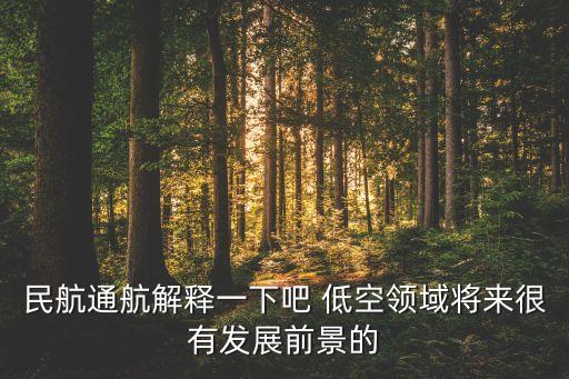 民航通航解釋一下吧 低空領(lǐng)域?qū)?lái)很有發(fā)展前景的