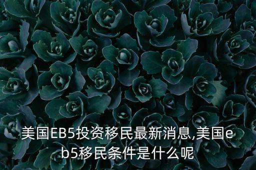 美國EB5投資移民最新消息,美國eb5移民條件是什么呢