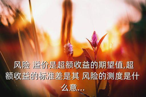  風(fēng)險(xiǎn) 溢價(jià)是超額收益的期望值,超額收益的標(biāo)準(zhǔn)差是其 風(fēng)險(xiǎn)的測度是什么意...