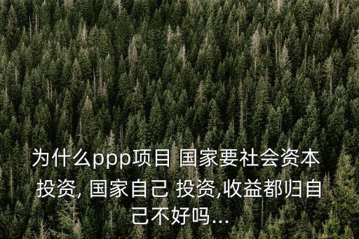 為什么ppp項目 國家要社會資本 投資, 國家自己 投資,收益都歸自己不好嗎...