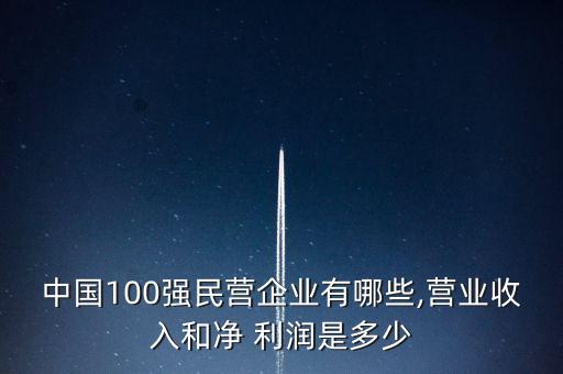 中國100強民營企業(yè)有哪些,營業(yè)收入和凈 利潤是多少