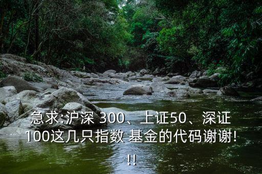 急求:滬深 300、上證50、深證100這幾只指數(shù) 基金的代碼謝謝!!!