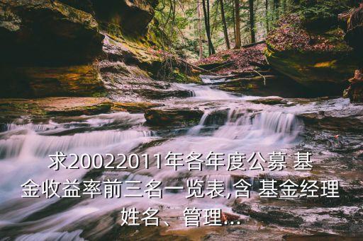 求20022011年各年度公募 基金收益率前三名一覽表,含 基金經(jīng)理姓名、管理...