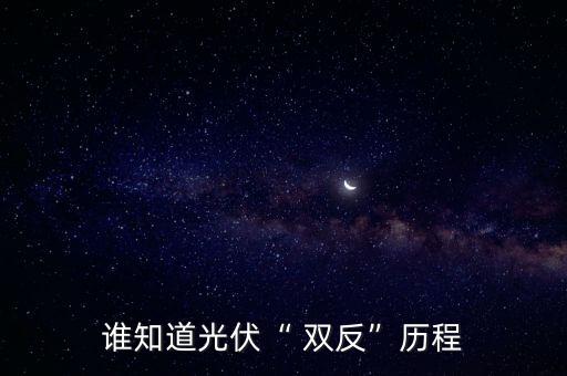 誰知道光伏“ 雙反”歷程