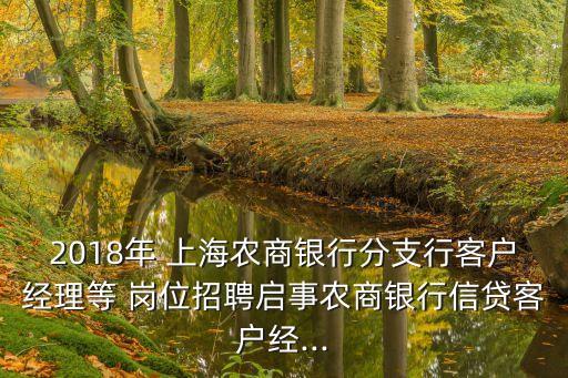 2018年 上海農(nóng)商銀行分支行客戶經(jīng)理等 崗位招聘啟事農(nóng)商銀行信貸客戶經(jīng)...