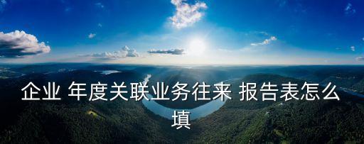 企業(yè) 年度關聯(lián)業(yè)務往來 報告表怎么填