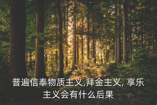 普遍信奉物質(zhì)主義,拜金主義, 享樂(lè)主義會(huì)有什么后果