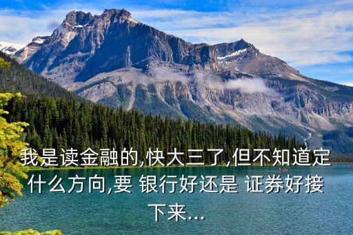 我是讀金融的,快大三了,但不知道定什么方向,要 銀行好還是 證券好接下來...