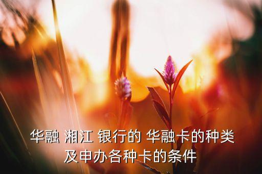  華融 湘江 銀行的 華融卡的種類及申辦各種卡的條件