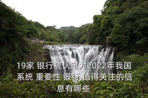 19家 銀行被認(rèn)定為2022年我國(guó) 系統(tǒng) 重要性 銀行,值得關(guān)注的信息有哪些