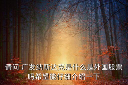 請(qǐng)問 廣發(fā)納斯達(dá)克是什么是外國(guó)股票嗎希望能仔細(xì)介紹一下