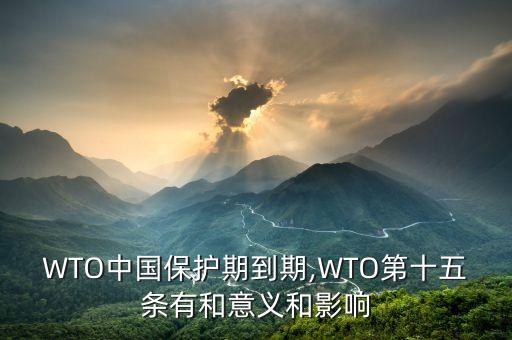 WTO中國(guó)保護(hù)期到期,WTO第十五條有和意義和影響