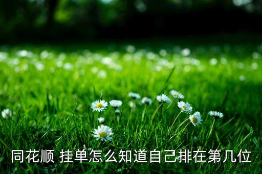 同花順 掛單怎么知道自己排在第幾位