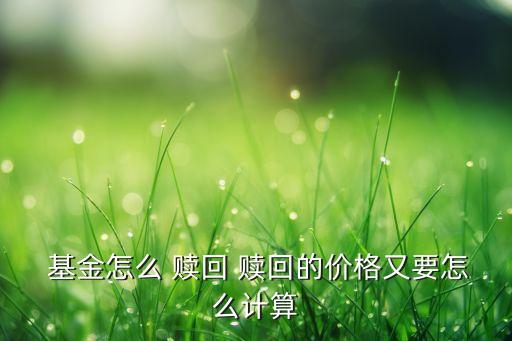  基金怎么 贖回 贖回的價格又要怎么計算