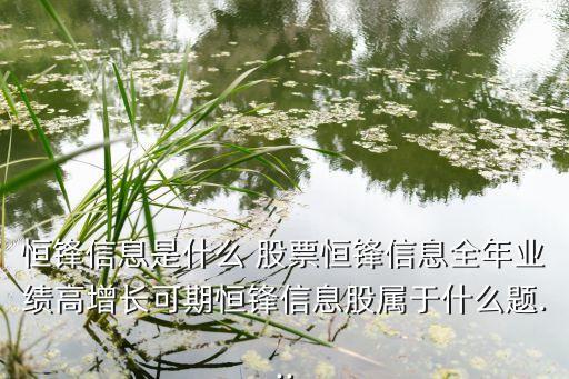 恒鋒信息是什么 股票恒鋒信息全年業(yè)績(jī)高增長(zhǎng)可期恒鋒信息股屬于什么題...