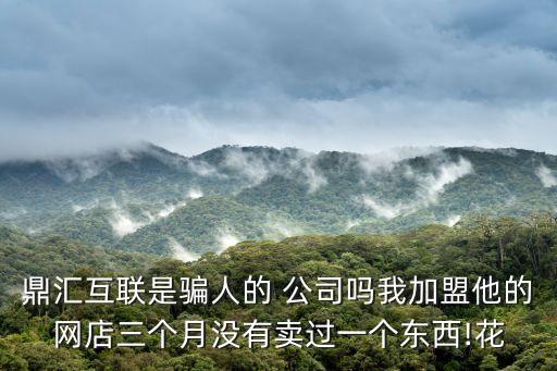 鼎匯互聯(lián)是騙人的 公司嗎我加盟他的網(wǎng)店三個月沒有賣過一個東西!花