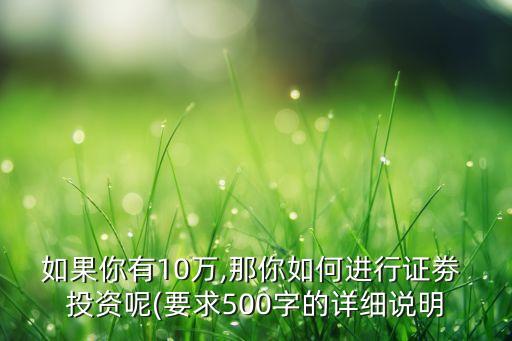 如果你有10萬,那你如何進(jìn)行證劵 投資呢(要求500字的詳細(xì)說明