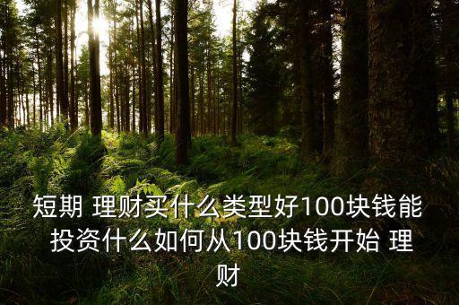 短期 理財(cái)買(mǎi)什么類(lèi)型好100塊錢(qián)能 投資什么如何從100塊錢(qián)開(kāi)始 理財(cái)