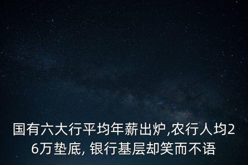 國(guó)有六大行平均年薪出爐,農(nóng)行人均26萬(wàn)墊底, 銀行基層卻笑而不語(yǔ)