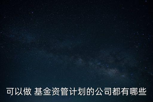 可以做 基金資管計劃的公司都有哪些