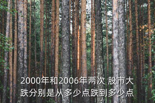 2000年和2006年兩次 股市大跌分別是從多少點跌到多少點