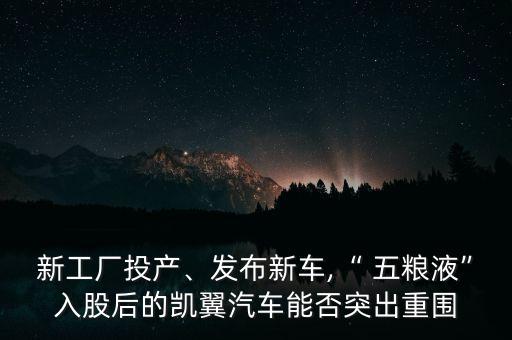 新工廠投產(chǎn)、發(fā)布新車,“ 五糧液”入股后的凱翼汽車能否突出重圍