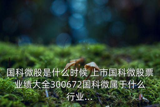 國科微股是什么時候 上市國科微股票業(yè)績大全300672國科微屬于什么行業(yè)...