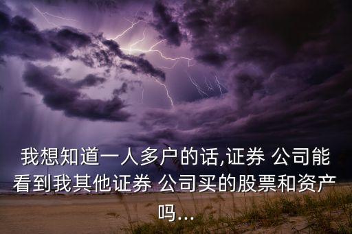 我想知道一人多戶的話,證券 公司能看到我其他證券 公司買的股票和資產(chǎn)嗎...