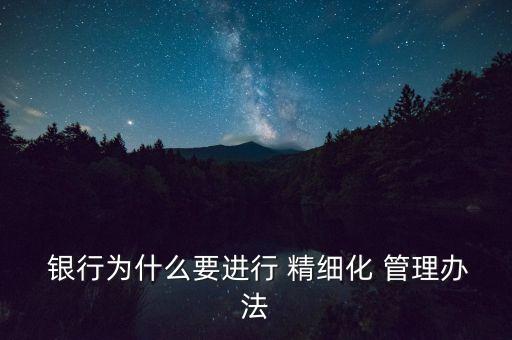  銀行為什么要進(jìn)行 精細(xì)化 管理辦法