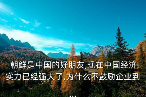  朝鮮是中國(guó)的好朋友,現(xiàn)在中國(guó)經(jīng)濟(jì)實(shí)力已經(jīng)強(qiáng)大了,為什么不鼓勵(lì)企業(yè)到...