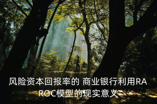 風(fēng)險資本回報率的 商業(yè)銀行利用RAROC模型的現(xiàn)實意義