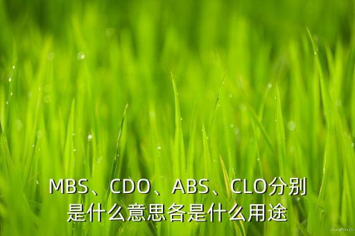 MBS、CDO、ABS、CLO分別是什么意思各是什么用途