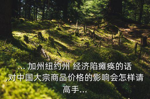 ... 加州紐約州 經(jīng)濟(jì)陷癱瘓的話,對(duì)中國大宗商品價(jià)格的影響會(huì)怎樣請(qǐng)高手...