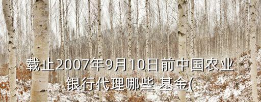 載止2007年9月10日前中國(guó)農(nóng)業(yè)銀行代理哪些 基金(