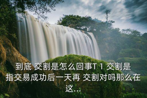 到底 交割是怎么回事T 1 交割是指交易成功后一天再 交割對(duì)嗎那么在這...