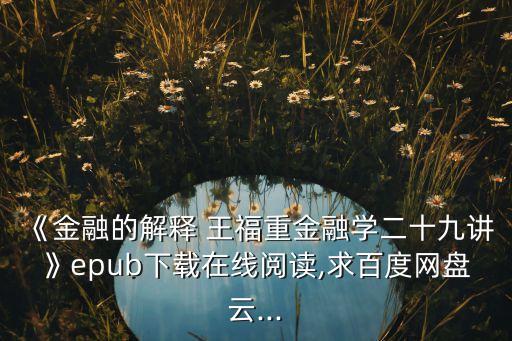 《金融的解釋 王福重金融學二十九講》epub下載在線閱讀,求百度網(wǎng)盤云...