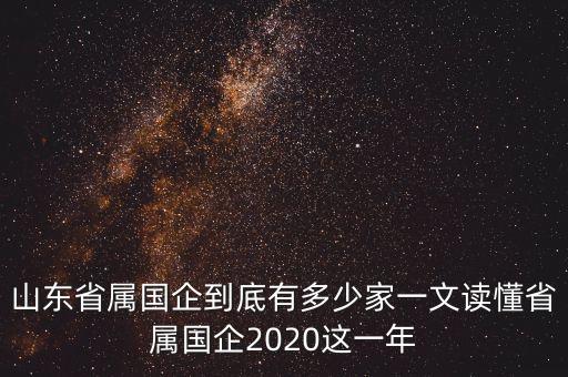 山東省屬國(guó)企到底有多少家一文讀懂省屬國(guó)企2020這一年