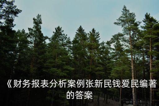 《財務報表分析案例張新民錢愛民編著的答案