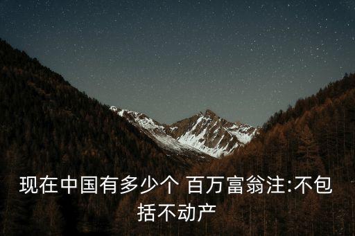 現(xiàn)在中國有多少個 百萬富翁注:不包括不動產(chǎn)