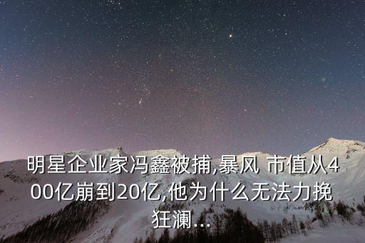 明星企業(yè)家馮鑫被捕,暴風(fēng) 市值從400億崩到20億,他為什么無(wú)法力挽狂瀾...