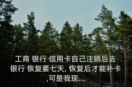  工商 銀行 信用卡自己注銷后去 銀行 恢復(fù)要七天, 恢復(fù)后才能補(bǔ)卡,可是我現(xiàn)...