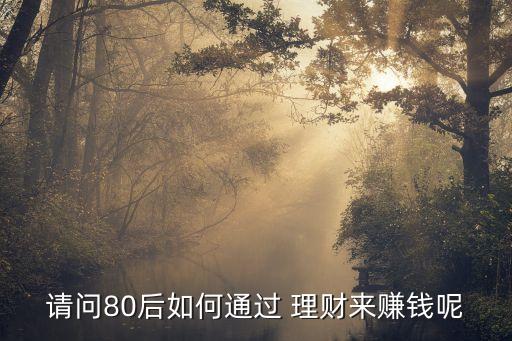 請(qǐng)問80后如何通過 理財(cái)來賺錢呢