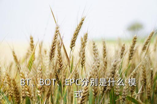 BT、BOT、EPC分別是什么 模式