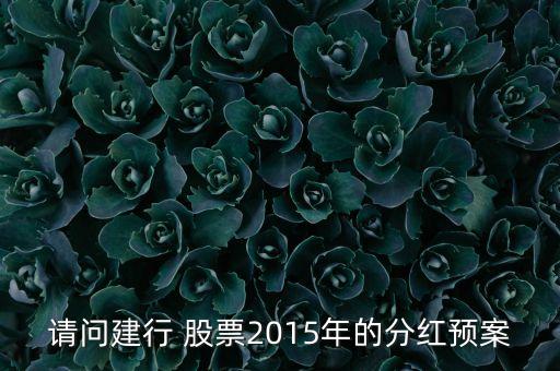 請問建行 股票2015年的分紅預案